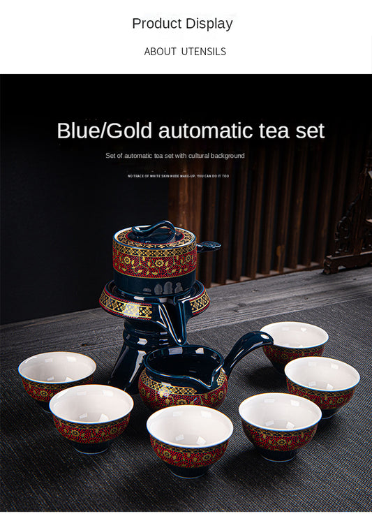 Ceramic Stone Grinding Semi-automatic Kung Fu Tea Set Teacup Tray Porcelain Service Gaiwan Tea Cups Mug Of Tea Ceremony Teapot