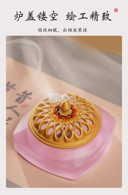 Chinese dish incense burner home indoor seal incense line incense tower incense burner candy colorful glazed incense burner