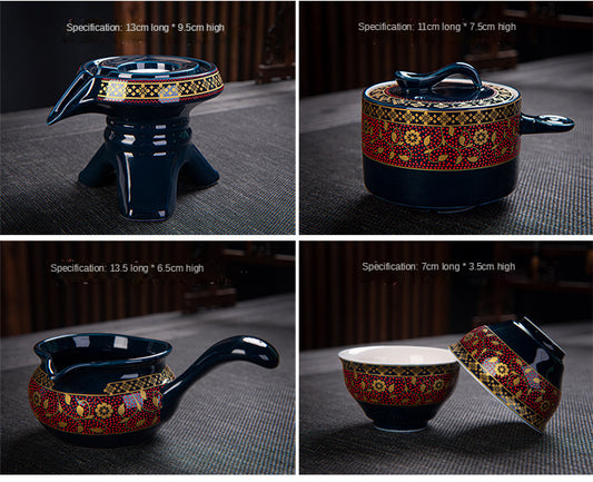 Ceramic Stone Grinding Semi-automatic Kung Fu Tea Set Teacup Tray Porcelain Service Gaiwan Tea Cups Mug Of Tea Ceremony Teapot