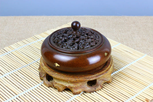 Antique copper stove pure copper incense stove incense stove Xuande stove sandalwood incense stove Fugui flower incense stove